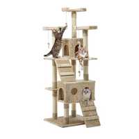 Cat Tree 180cm Trees Scratching Post Scratcher Tower Condo House Furniture Wood Beige