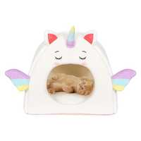 All Fur You Soft and Comfortable Unicorn Cat Cave Bed in White