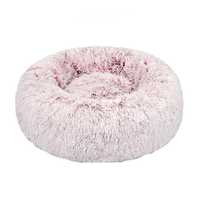 Pet Bed Cat Dog Donut Nest Calming Mat Soft Plush Kennel - Pink - X-Large