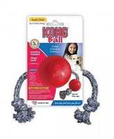 3 x KONG Classic Ball with Rope Non-Toxic Rubber Fetch Dog Toy - Small