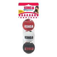 3 x KONG Signature Sport Balls Fetch Dog Toys - 3 pack of Medium Balls