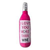 Fringe Studio Plush Bottle Squeaker Valentine's Dog Toy -  Love You More Than Wine