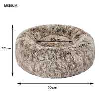 Pet Bed Cat Dog Donut Nest Calming Mat Soft Plush Kennel - Brown - Medium