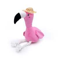 Zippy Paws Playful Pal Plush Squeaker Rope Dog Toy - Freya the Flamingo