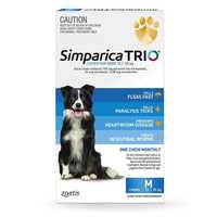 Simparica Trio Flea, Tick & Heartworm Chew for Medium Dogs 10.1-20kg - 3-Pack