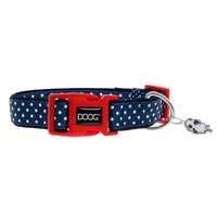 Doog Neoprene Antibacterial Dog Collar with Clip - Stella - Navy with White Spots [Size: Large]