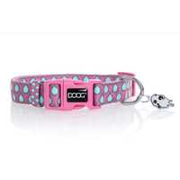 Doog Neoprene Antibacterial Dog Collar with Clip - Luna - Pink with Droplets [Size: Large]