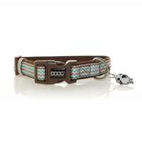 Doog Neoprene Clip Dog Collar - Benji - Aqua Blue & Brown Chevron [Size: X-Small]