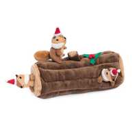 Zippy Paws Holiday Burrow Interactive Squeaker Dog Toy - Yule Log