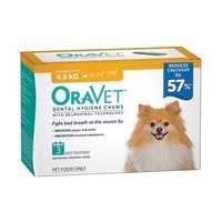 Oravet Plaque & Tartar Control Chews for Extra Small Dogs up to 4.5kg - Orange 3-Pack