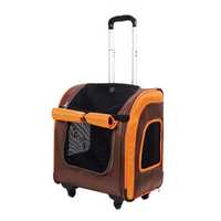 Ibiyaya New Liso Backpack Parallel Transport Pet Trolley- Orange/Brown