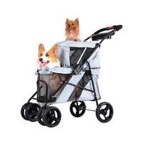 Ibiyaya Double Decker Pet Stroller for Multiple Pets - Silver Gray