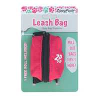 Zippy Paws Adventure Leash Dog Poop Bag Dispenser + BONUS Roll - Hibiscus Pink