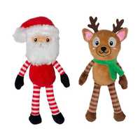 Fringe Studio Friends At Frost Sight Santa & Reindeer Plush Christmas Dog Toys