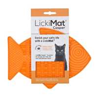 LickiMat Casper Slow Food Bowl Anti-Anxiety Mat for Cats - Orange