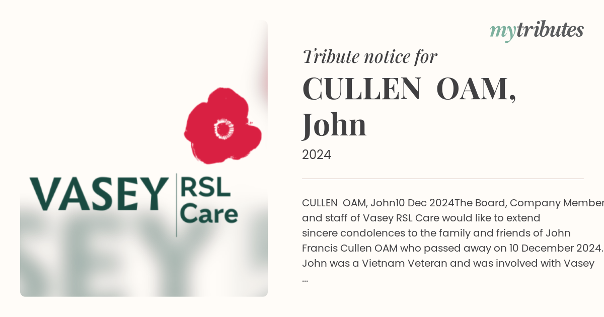 CULLEN OAM, John