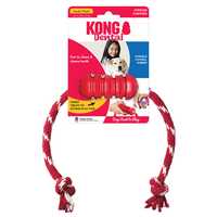 KONG Dental Treat Dispensing Dog Toy with Tug Rope - Bulk Pack of 4 Small Toys