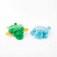 Zippy Paws Squeakie Pads Blaster Squeaker Dog Toy - 2-Pack Hippo & Alligator