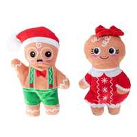 Fringe Studio Here They Crumb Gingerbread Couple Christmas Dog Toys