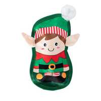 Fringe Studio Just Being My-Elf Plush No-Stuffing Squeaker Christmas Dog Toy