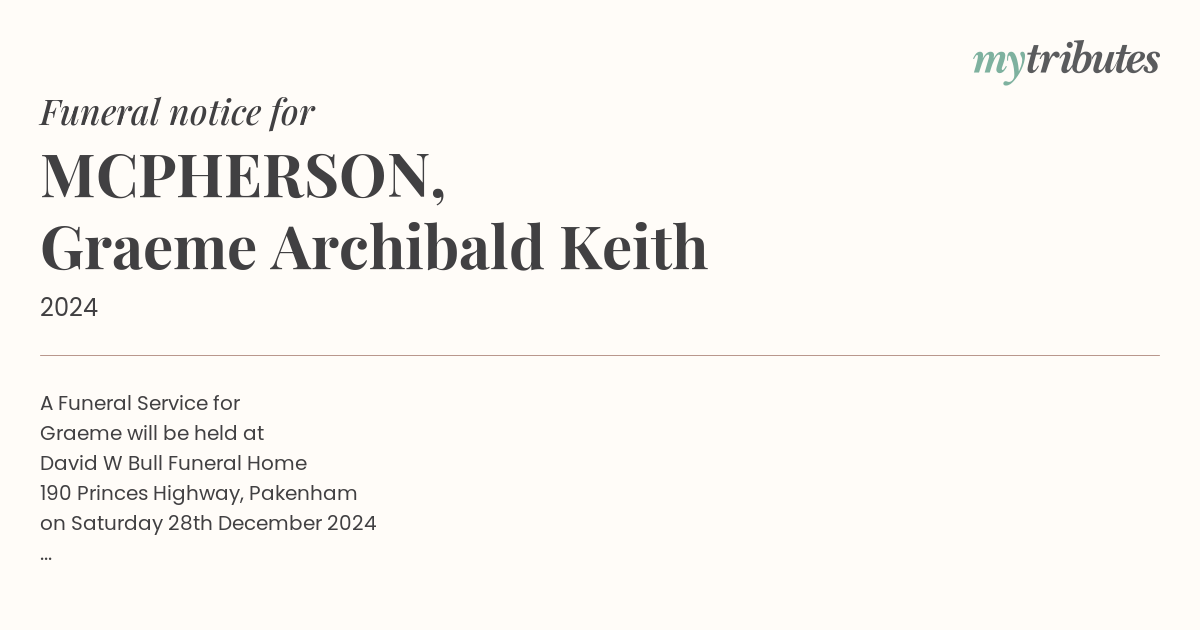 MCPHERSON, Graeme Archibald Keith