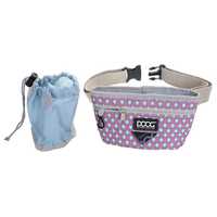 Doog Treat Pouch with Removable Internal Pouch for Dog Treats - Luna - Pink with Blue Droplets