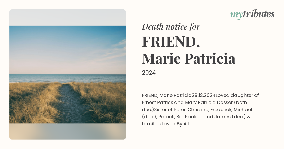 FRIEND, Marie Patricia