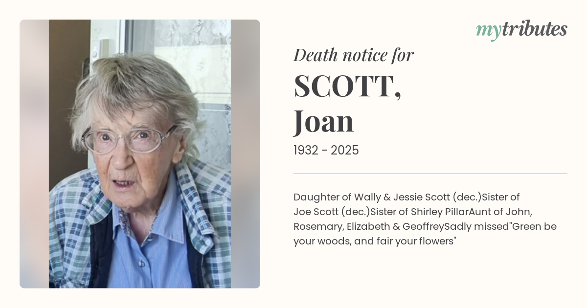 Vale Joan Scott: Remembering a Life of Love and Legacy