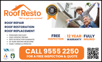 CALL 9555 2250FOR A FREE INSPECTION &amp; QUOTE