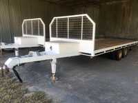 - FLAT TRAY 6.0 X 2.135m's- OVERALL LENGTH 8.27m's- DOUBLE AXLE- BARTLETT PULL- AIR BRAKES- APPROX 3.2...