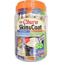 Inaba Cat Churu Pops Meal Topper Treat - Creamy Skin & Coat Varieties 50 x 15g Tubes