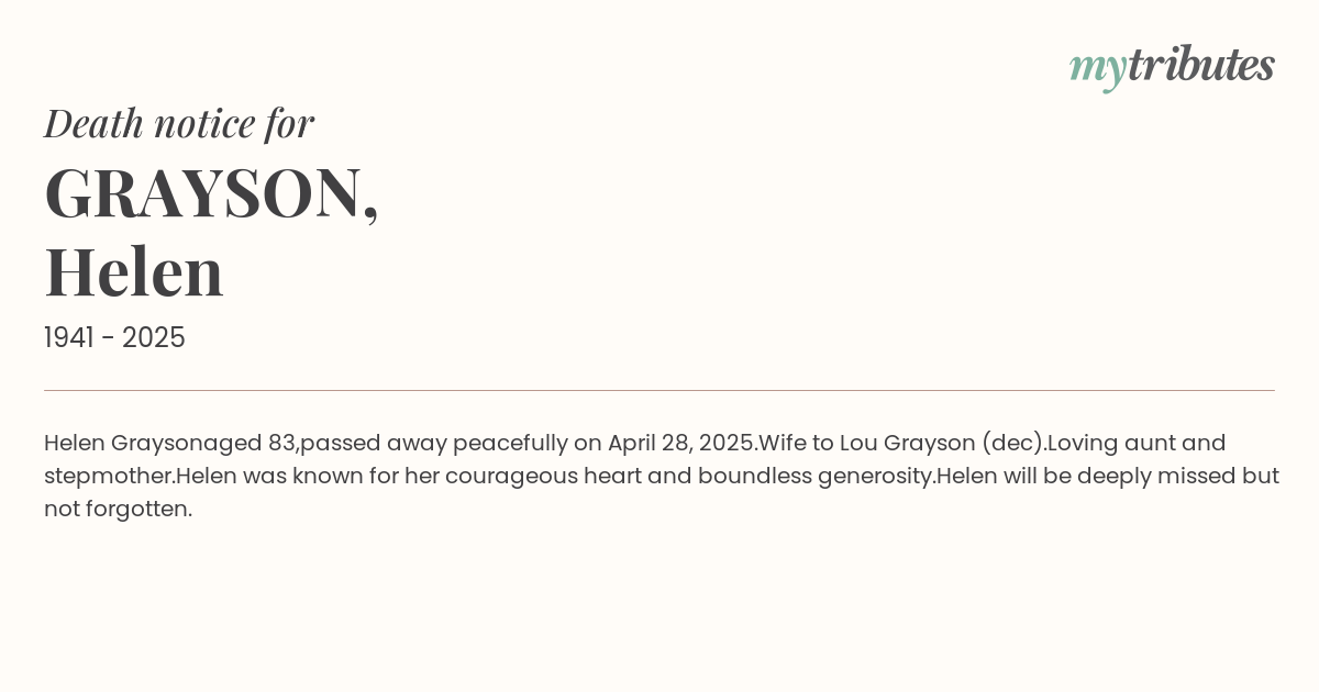 GRAYSON, Helen