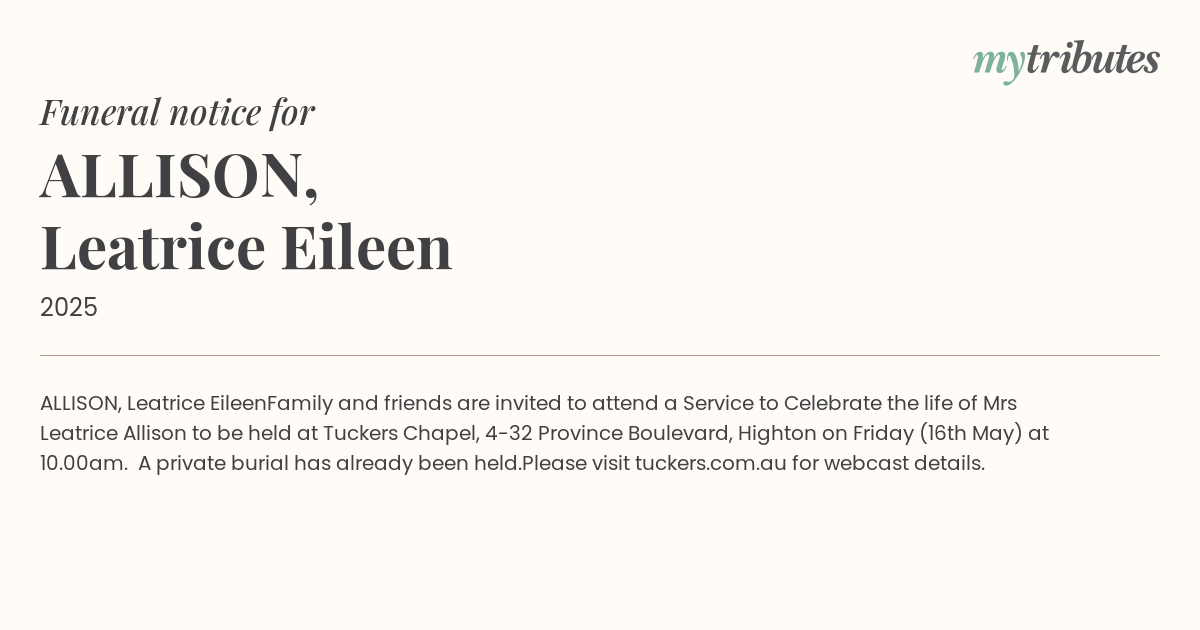 ALLISON, Leatrice Eileen