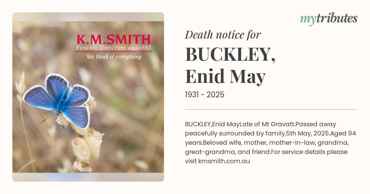 BUCKLEY, Enid May