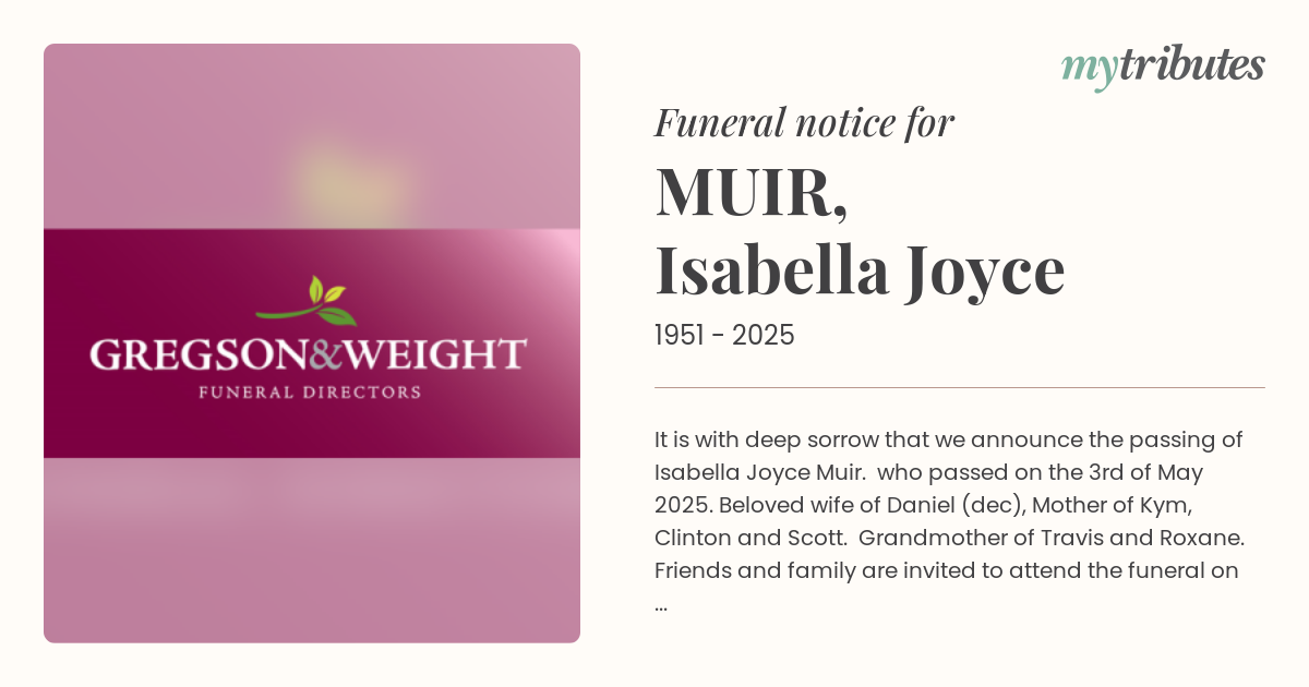 MUIR, Isabella Joyce