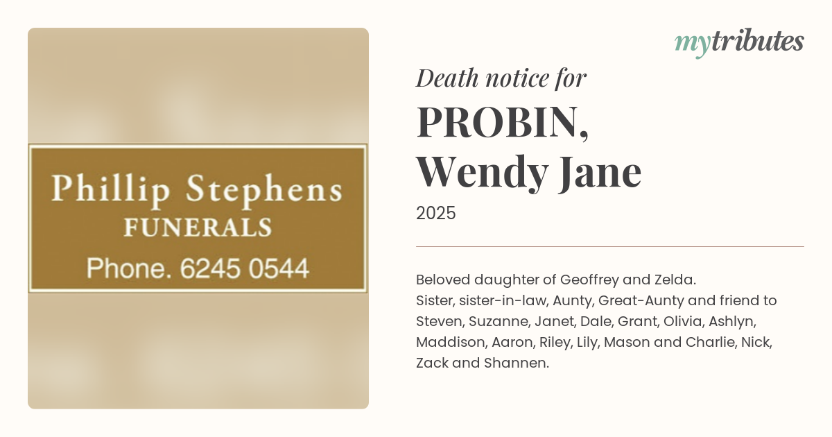 Tributes Flow for Beloved Wendy Jane Probyn: A Cherished Daughter, Sister, and Friend