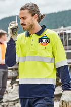 MENS HI VIS SPLICED POLO - LONG SLEEVE HOOP TAPED
