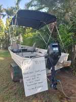 4.2 m aluminium boat with near new 20 HP Mercury 4 stroke outboard motor, electric start and electric...