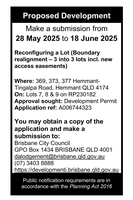 Proposed DevelopmentMake a submission from 28 May 2025 to 18 June 2025Reconfiguring a Lot (Boundary...