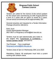Ringrose Public School Canteen Tender