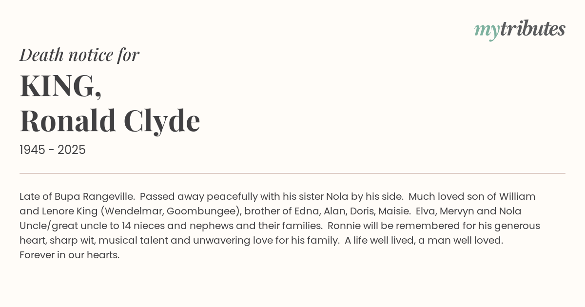 KING, Ronald Clyde