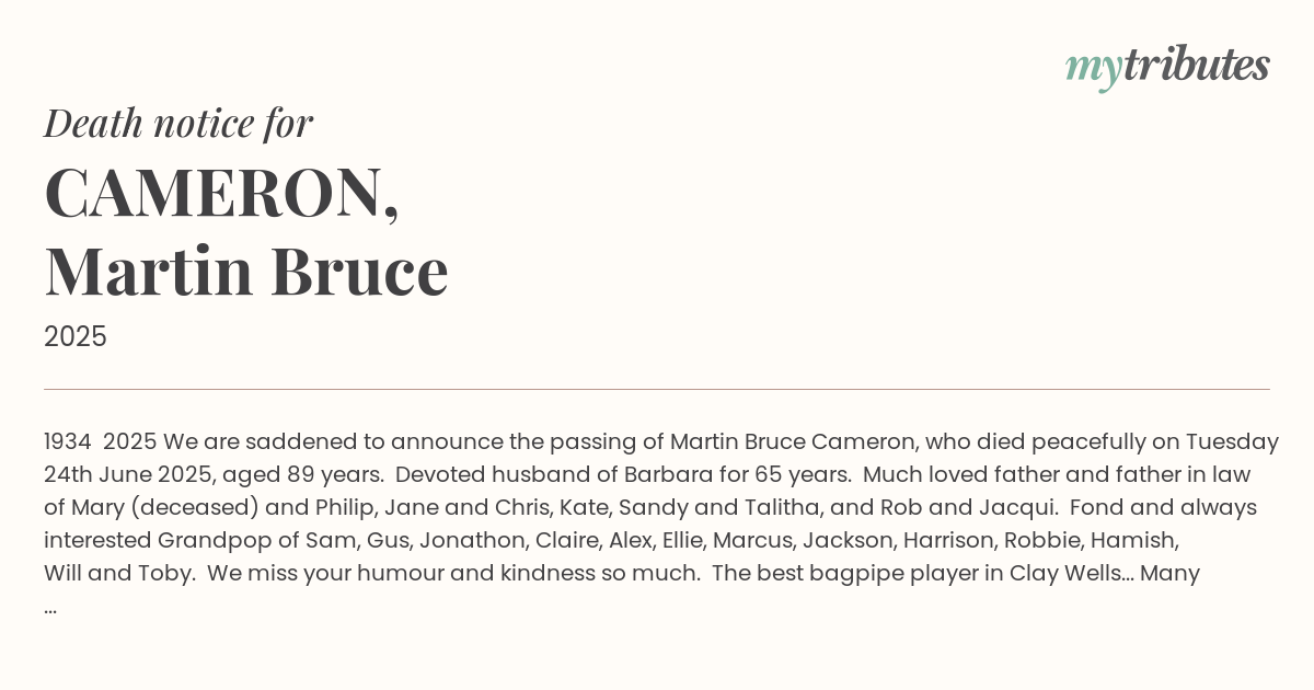 CAMERON, Martin Bruce