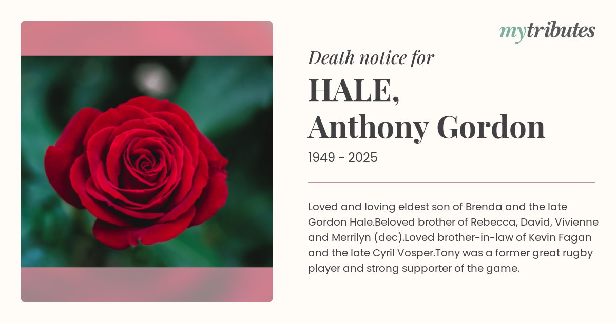 HALE, Anthony Gordon