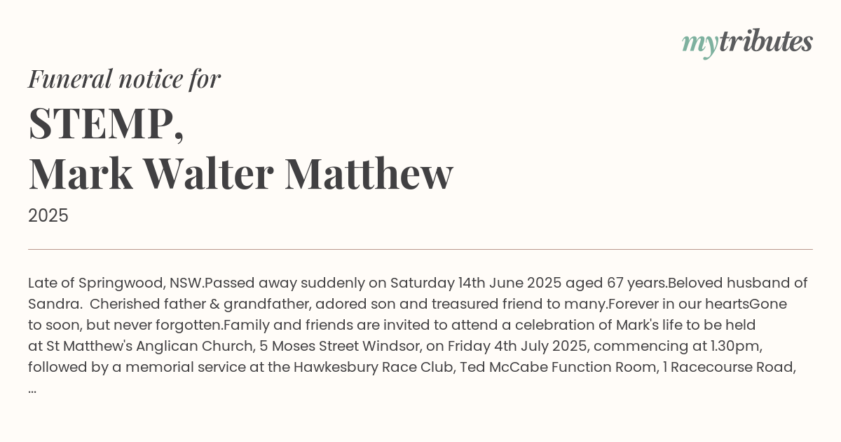 STEMP, Mark Walter Matthew