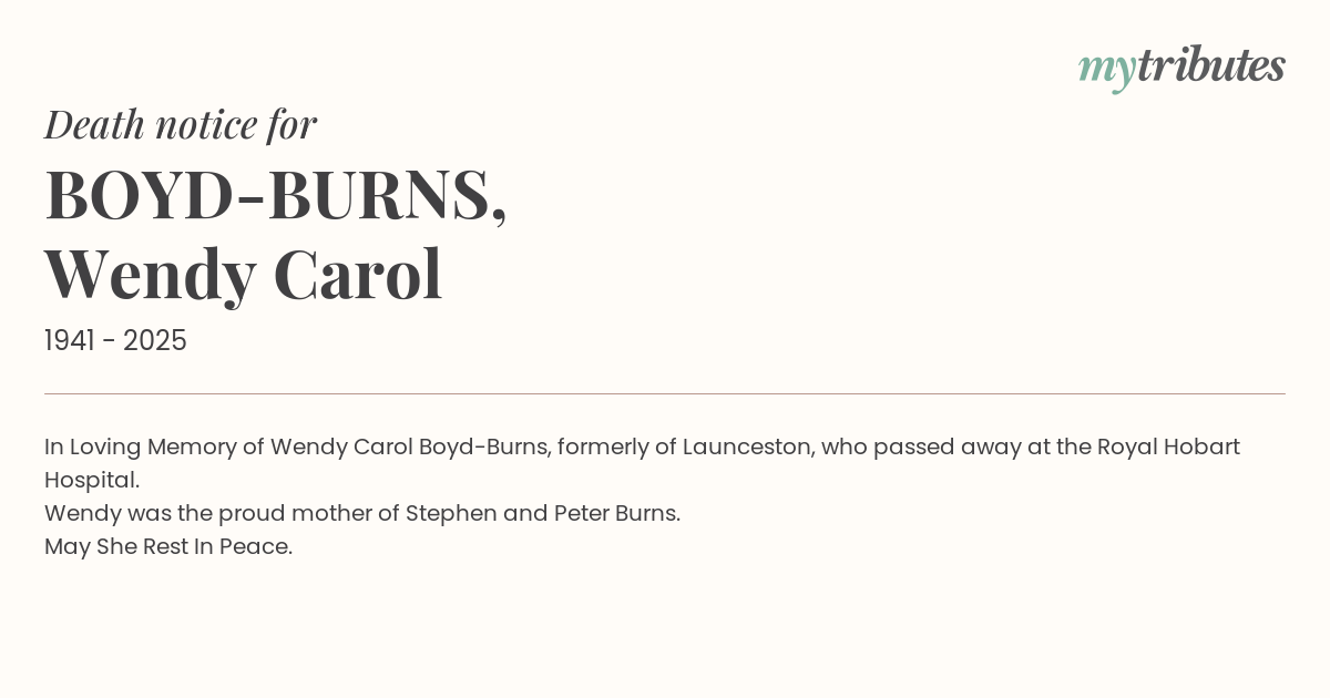 BOYD-BURNS, Wendy Carol