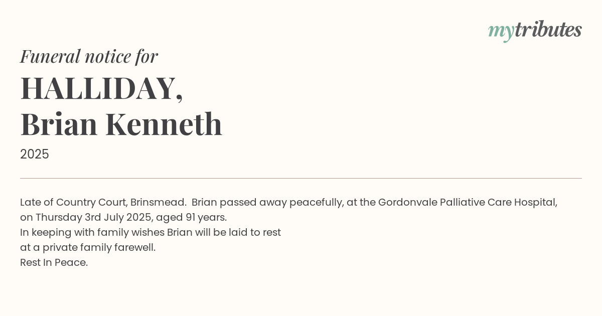 Beloved Country Court Officer Brian Halliday Passes Away at 91