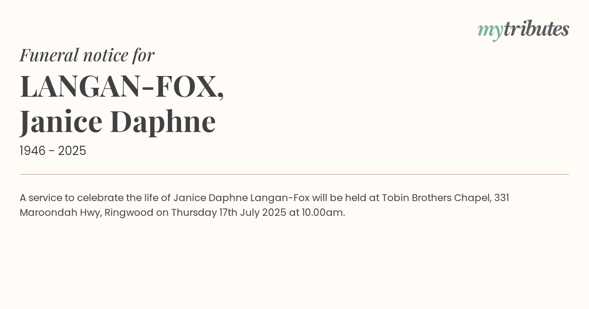 LANGAN-FOX, Janice Daphne