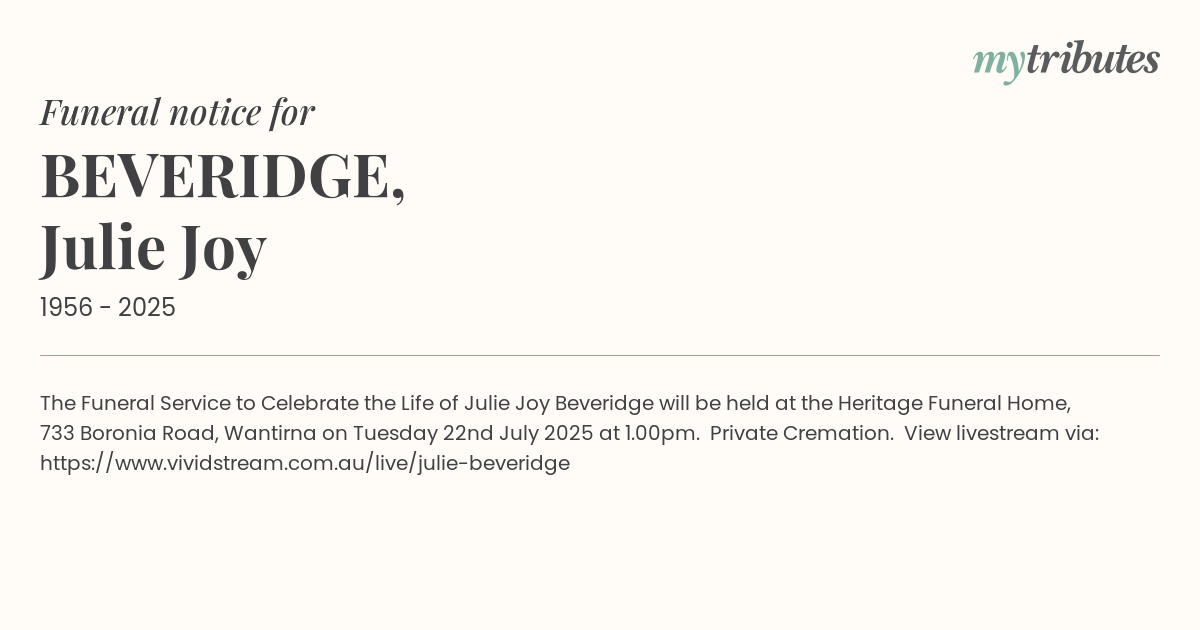 BEVERIDGE, Julie Joy