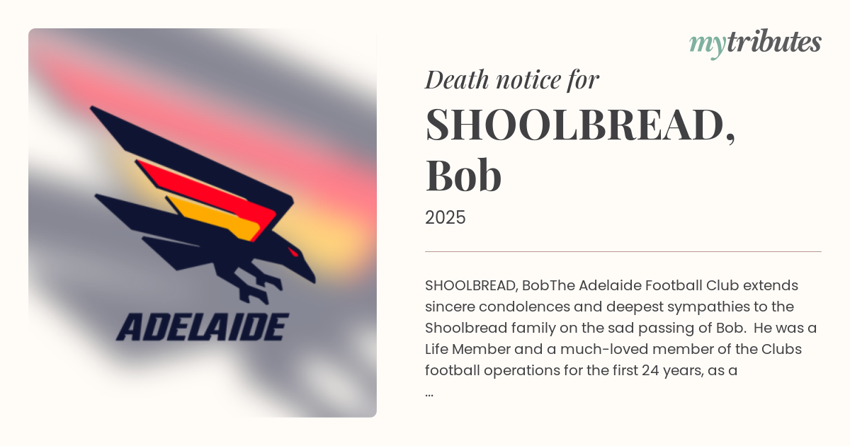 Tributes Flow for Beloved Crows Legend Bob Shoolbread