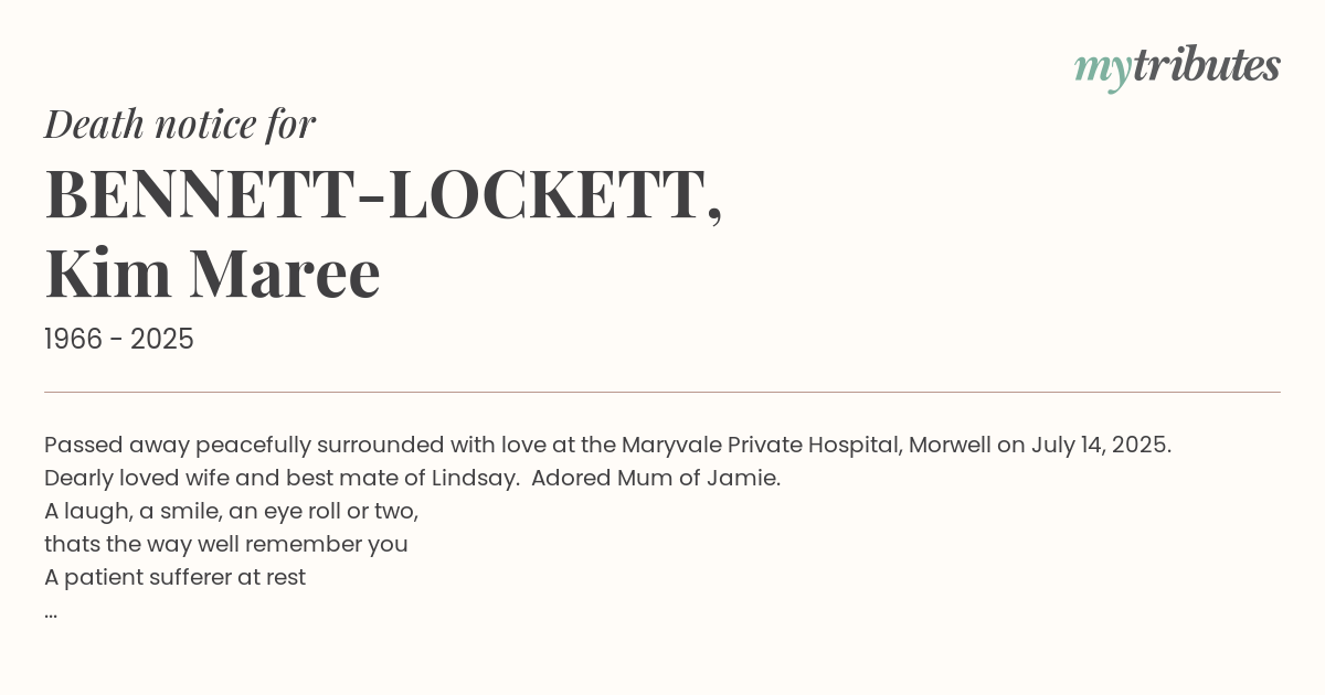 Beloved Kim Bennett-Lockett Remembered: A Life of Love and Laughter